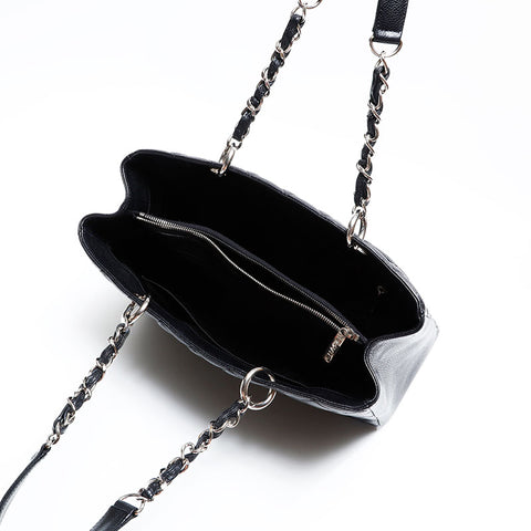 シャネル CHANEL GST キャビア 14番台 2010-2011 ココマーク チェーン トート ショルダーバッグ ブラック WS22798