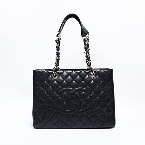 シャネル CHANEL GST キャビア 14番台 2010-2011 ココマーク チェーン トート ショルダーバッグ ブラック WS22798