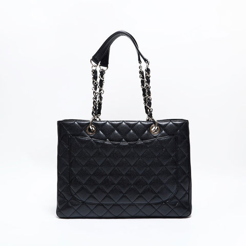 シャネル CHANEL GST キャビア 14番台 2010-2011 ココマーク チェーン トート ショルダーバッグ ブラック WS22798