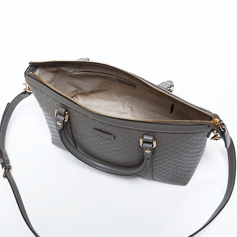グッチ GUCCI マイクロ GG シマ レザー 2way ハンドバッグ グレー WS22800