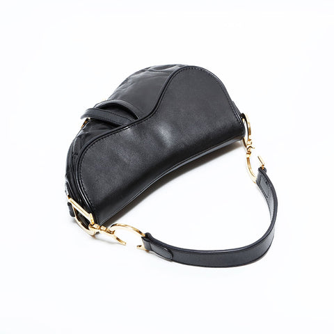 クリスチャンディオール Christian Dior サドルバッグ レザー ショルダーバッグ ブラック WS22801