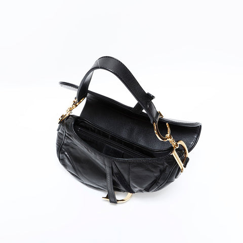 クリスチャンディオール Christian Dior サドルバッグ レザー ショルダーバッグ ブラック WS22801