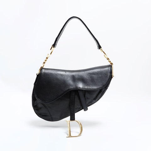 クリスチャンディオール Christian Dior サドルバッグ レザー ショルダーバッグ ブラック WS22801