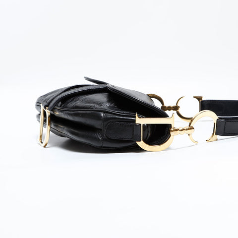 クリスチャンディオール Christian Dior サドルバッグ レザー ショルダーバッグ ブラック WS22801