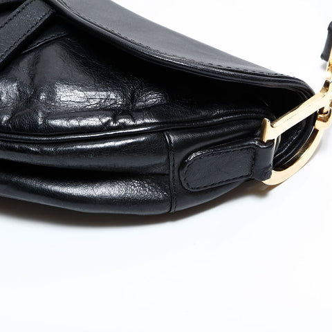 クリスチャンディオール Christian Dior サドルバッグ レザー ショルダーバッグ ブラック WS22801