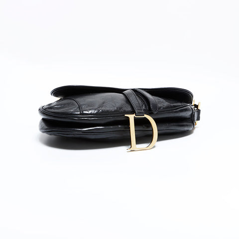 クリスチャンディオール Christian Dior サドルバッグ レザー ショルダーバッグ ブラック WS22801