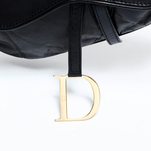 クリスチャンディオール Christian Dior サドルバッグ レザー ショルダーバッグ ブラック WS22801