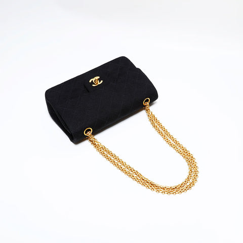 シャネル CHANEL 3番台 1994-1996 コットン ミニ マトラッセ チェーン ダブルフラップ 23 ショルダーバッグ ブラック WS22807