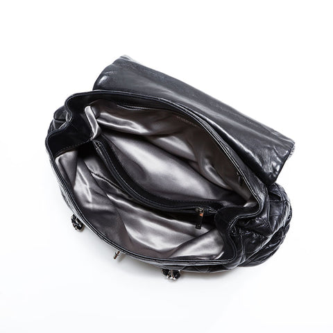 CHANEL No. 11 2006-2008 Chain Lambskin Tote Bag black WS22808