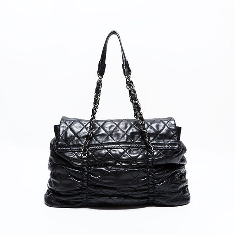 CHANEL No. 11 2006-2008 Chain Lambskin Tote Bag black WS22808