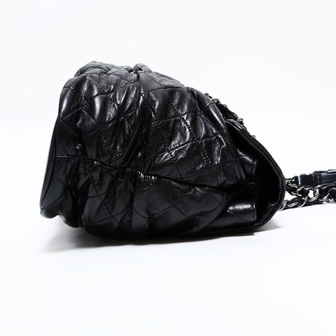 CHANEL No. 11 2006-2008 Chain Lambskin Tote Bag black WS22808