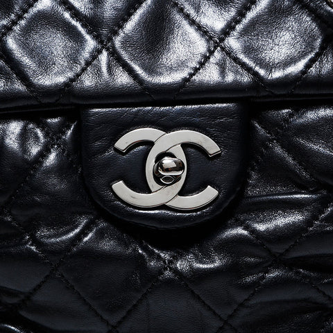 CHANEL No. 11 2006-2008 Chain Lambskin Tote Bag black WS22808