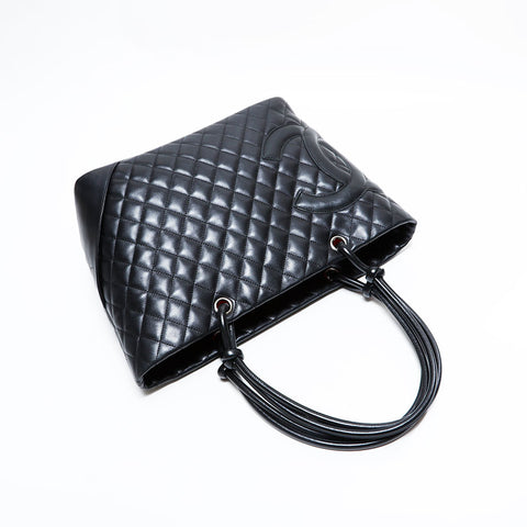 CHANEL No. 9 2004-2005 Lambskin Cambon Tote Bag black WS22809