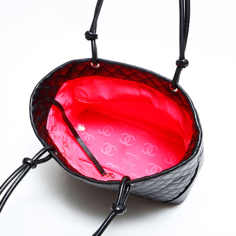 CHANEL No. 9 2004-2005 Lambskin Cambon Tote Bag black WS22809