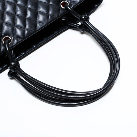 CHANEL No. 9 2004-2005 Lambskin Cambon Tote Bag black WS22809