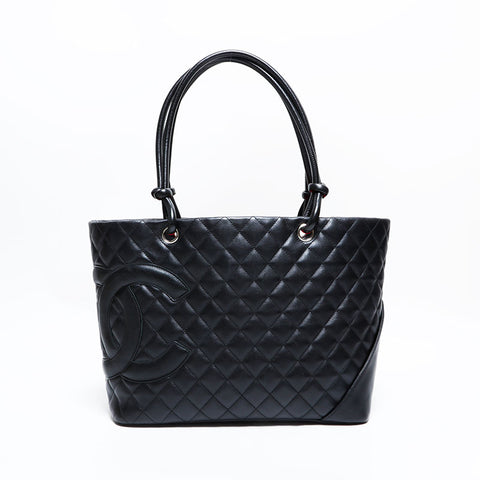 CHANEL No. 9 2004-2005 Lambskin Cambon Tote Bag black WS22809