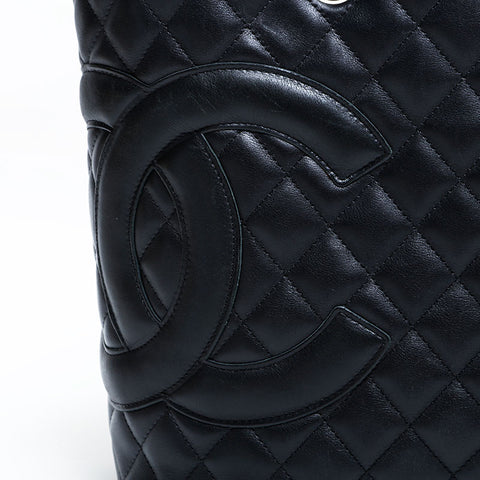 CHANEL No. 9 2004-2005 Lambskin Cambon Tote Bag black WS22809