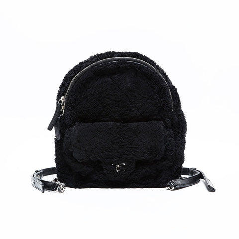 シャネル CHANEL 27番台 2019 ボア ミニ チェーン リュック・デイパック ブラック WS22811