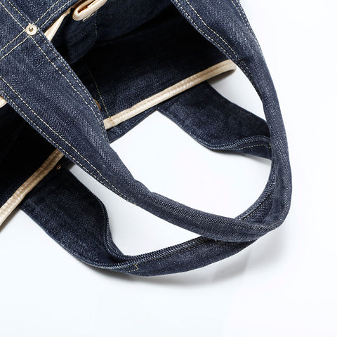 CHANEL 10 series 2005-2006 Denim COCO Mark Tote Bag Navy WS22812