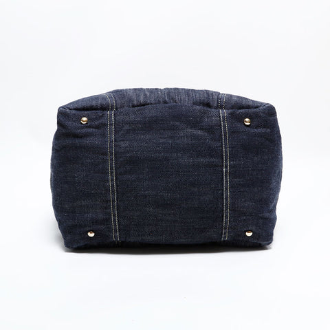 CHANEL 10 series 2005-2006 Denim COCO Mark Tote Bag Navy WS22812