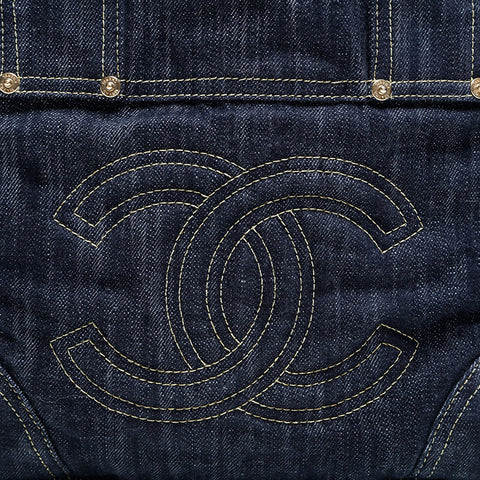 CHANEL 10 series 2005-2006 Denim COCO Mark Tote Bag Navy WS22812