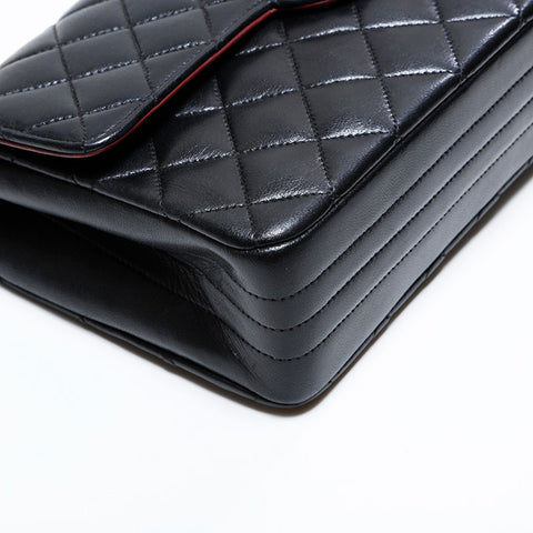 シャネル CHANEL 1番台 1989-1991 ラムスキン マトラッセ ミニ ターンロック ショルダーバッグ ブラック WS22813