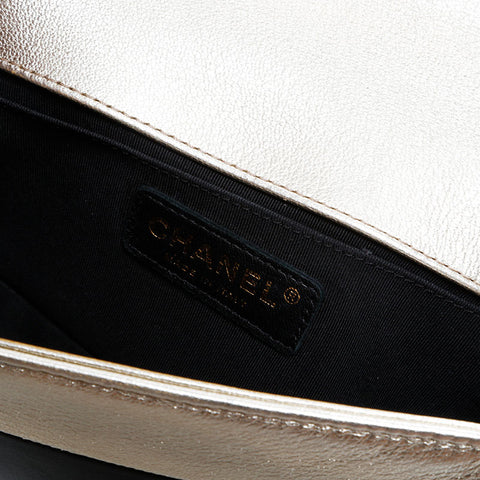 シャネル CHANEL 21番台 2015-2016 ミニ ボーイ バイカラー ショルダーバッグ ブラック シルバー WS22814