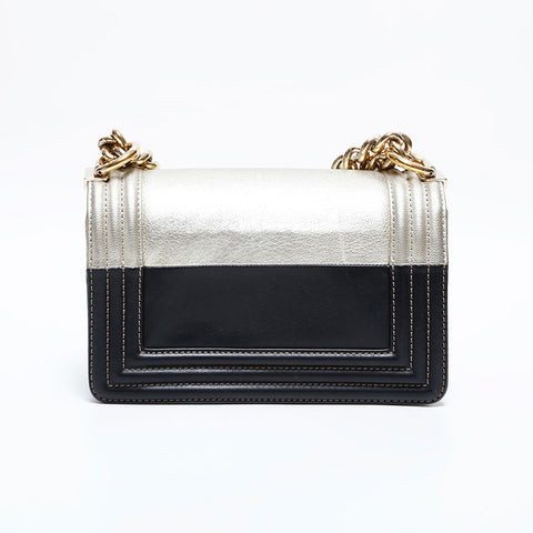 シャネル CHANEL 21番台 2015-2016 ミニ ボーイ バイカラー ショルダーバッグ ブラック シルバー WS22814