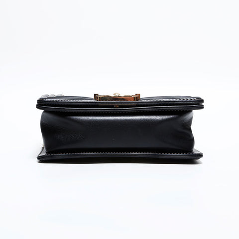 シャネル CHANEL 21番台 2015-2016 ミニ ボーイ バイカラー ショルダーバッグ ブラック シルバー WS22814