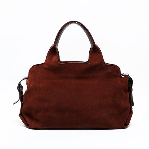 サルヴァトーレフェラガモ Salvatore Ferragamo スエード ファー ハンドバッグ ブラウン WS22815