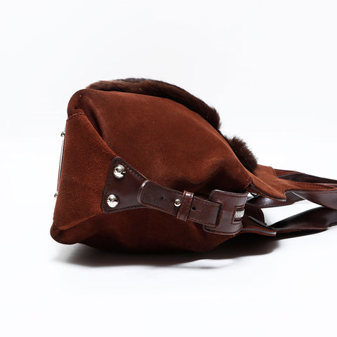 Salvatore Ferragamo Suede fur Handbag Brown WS22815