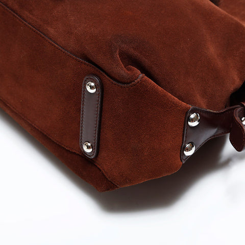 Salvatore Ferragamo Suede fur Handbag Brown WS22815