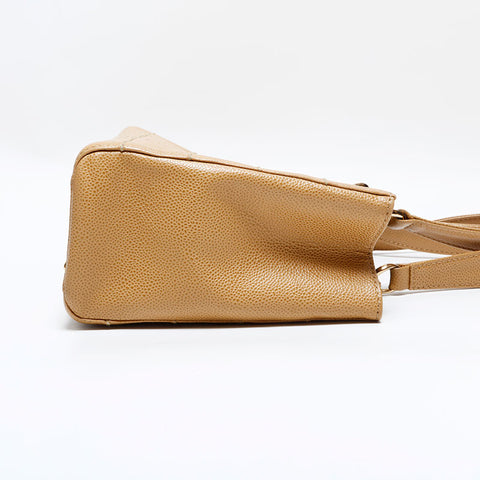 CHANEL No. 7 2000-2002 Caviar Skin Chocolate Bar Shoulder Bag beige WS22816