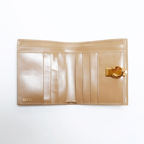 グッチ GUCCI レザー ホースビット 二つ折り財布 ベージュ WS22817