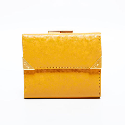 Chloe Leather Tri-Fold Wallet Yellow WS22818