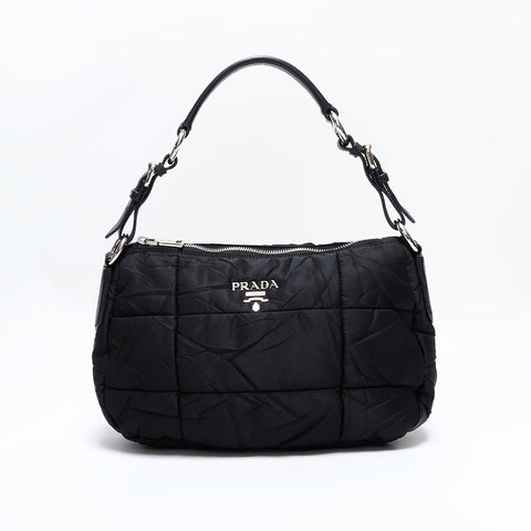 プラダ PRADA ナイロン ホーボー キルティング ショルダーバッグ ブラック WS22819