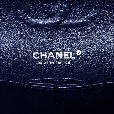 CHANEL No. 22 2016-2017 Crystal Flap Denim Shoulder Bag Navy WS22820