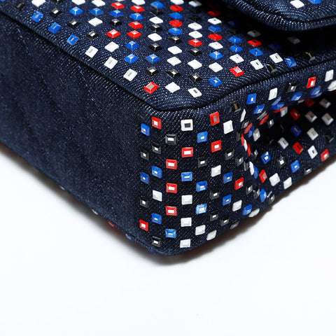 香奈儿第22号2016-2017水晶瓣牛仔肩袋海军WS22820