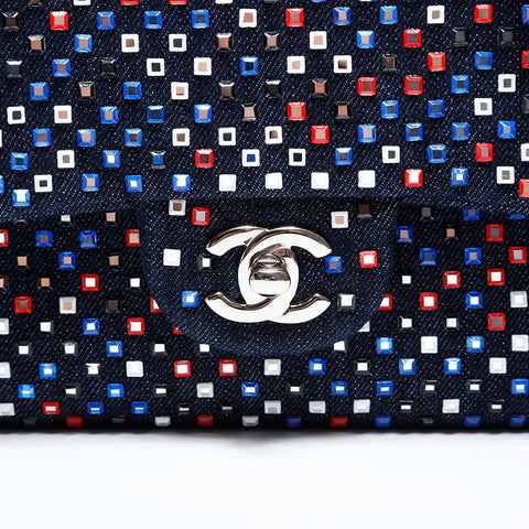 香奈儿第22号2016-2017水晶瓣牛仔肩袋海军WS22820