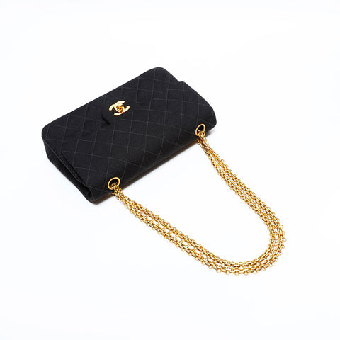 CHANEL No. 4 1996-1997 Cotton Matelasse Chain Shoulder Bag black WS22821