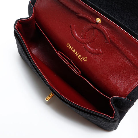 CHANEL No. 4 1996-1997 Cotton Matelasse Chain Shoulder Bag black WS22821