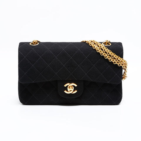 CHANEL No. 4 1996-1997 Cotton Matelasse Chain Shoulder Bag black WS22821