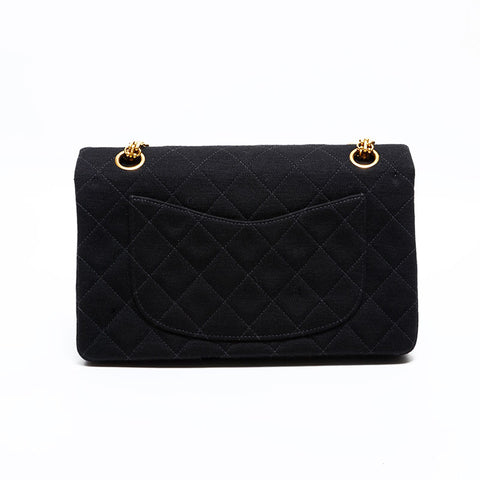 CHANEL No. 4 1996-1997 Cotton Matelasse Chain Shoulder Bag black WS22821