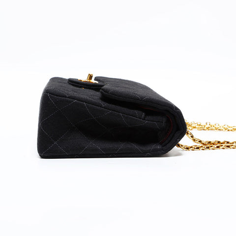 CHANEL No. 4 1996-1997 Cotton Matelasse Chain Shoulder Bag black WS22821