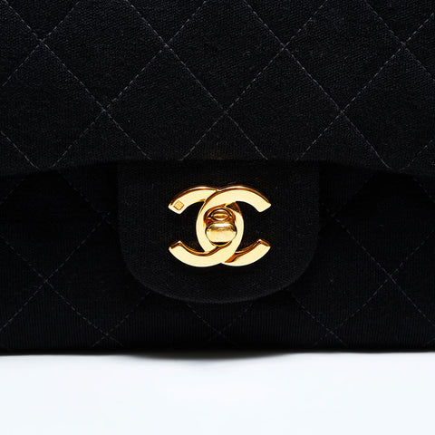 CHANEL No. 4 1996-1997 Cotton Matelasse Chain Shoulder Bag black WS22821