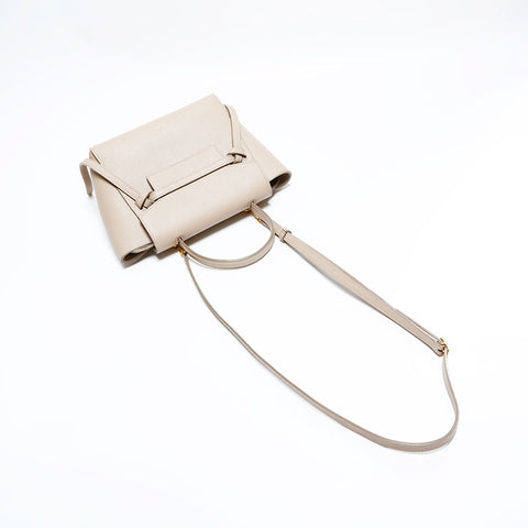 セリーヌ CELINE ナノ　ベルトバッグ レザー 2way ハンドバッグ ベージュ WS22826