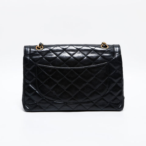 シャネル CHANEL 2番台 1989-1991 パリ限定 マトラッセ チェーン ラムスキン ハンドバッグ ブラック WS22828