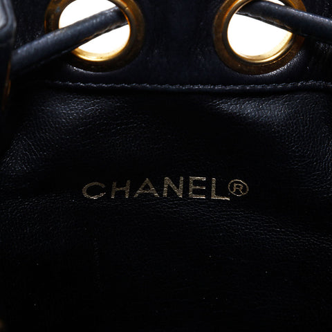 シャネル CHANEL 1番台 1989-1991 ビコローレ チェーン ラムスキン ダイアモンドステッチ ショルダーバッグ ブラック WS22830