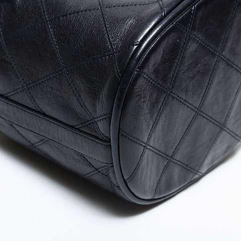 シャネル CHANEL 1番台 1989-1991 ビコローレ チェーン ラムスキン ダイアモンドステッチ ショルダーバッグ ブラック WS22830