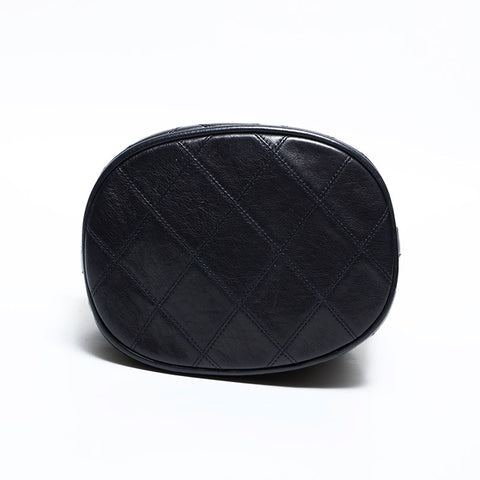 シャネル CHANEL 1番台 1989-1991 ビコローレ チェーン ラムスキン ダイアモンドステッチ ショルダーバッグ ブラック WS22830